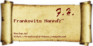 Frankovits Hannó névjegykártya